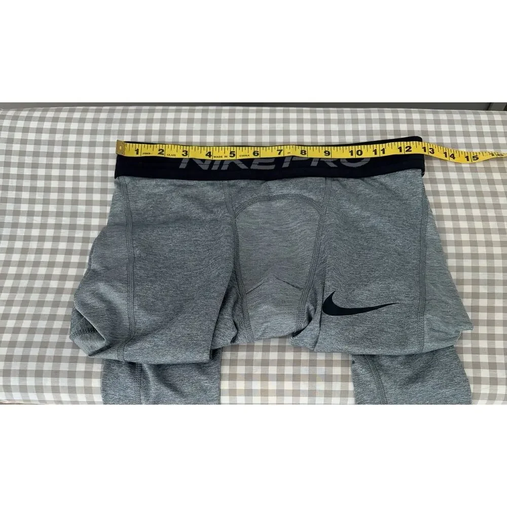 Nike Pro Dry Fit Tight Fit Mens S Heather Gray 3/4 Leggings Pull On Logo NWOT
